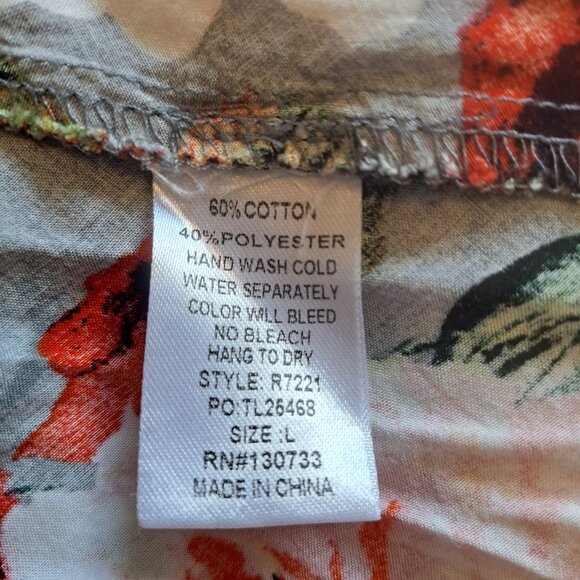 Umgee Gray Floral Lightweight Tunic V Neck Bell Sleeves Size Large - Picture 6 of 8